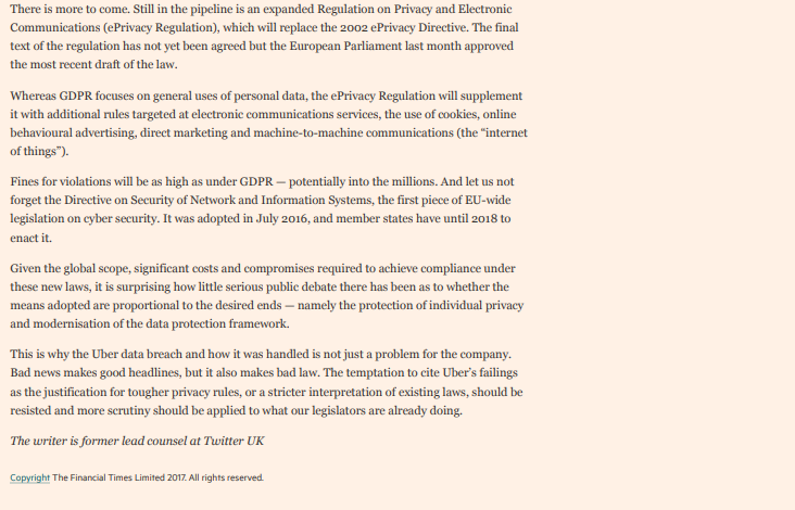 There is more to come. Still in the pipeline is an expanded Regulation on Privacy and Electronic Communications (ePrivacy Reg